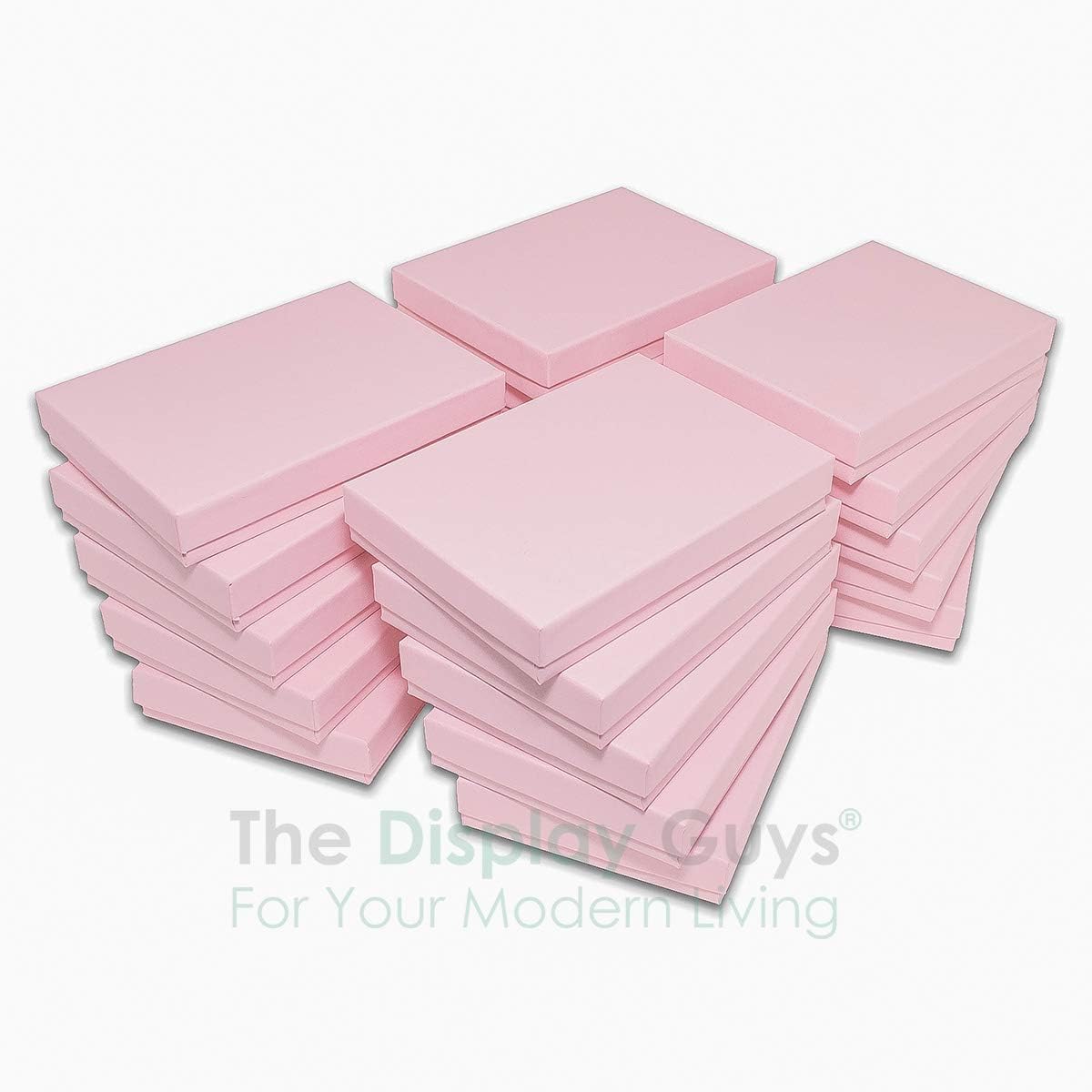 TheDisplayGuys - 25-Pack #53 Kraft Paper Cardboard Gift Boxes/Jewelry Cases w. Cotton Padding & Lid - Pink - (5.4" x 3.9" x 1.0")