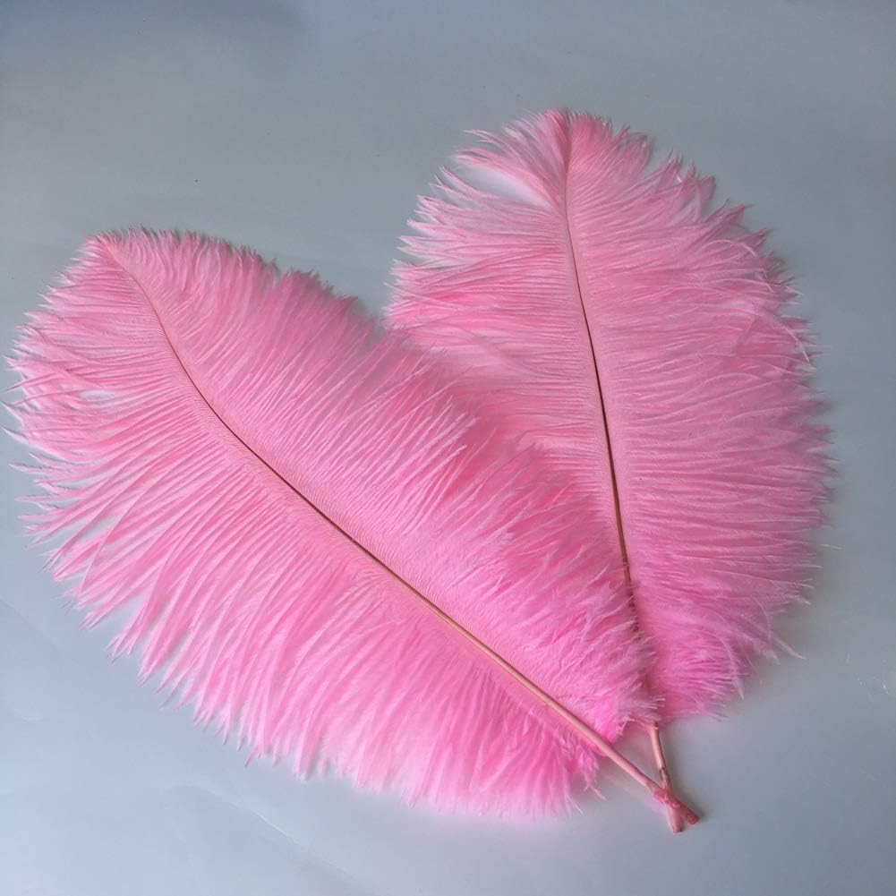 Sowder 14-16inch(35-40cm) Ostrich Feathers Plume for Wedding Centerpieces Home Decoration Pack of 10pcs(Pink)