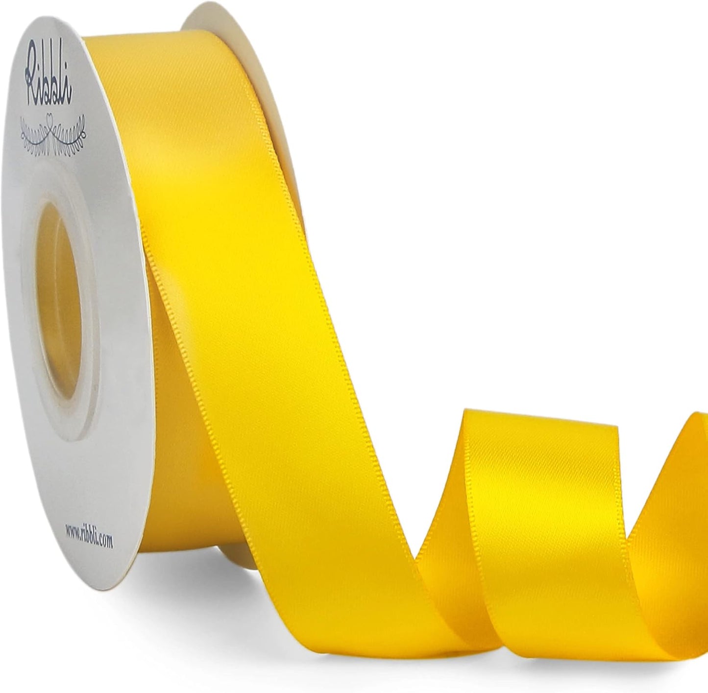 Ribbli Maize Yellow Double Faced Satin Ribbon,1” x Continuous 25 Yards,Use for Bows Bouquet,Gift Wrapping,Baby Shower,Floral Arrangement