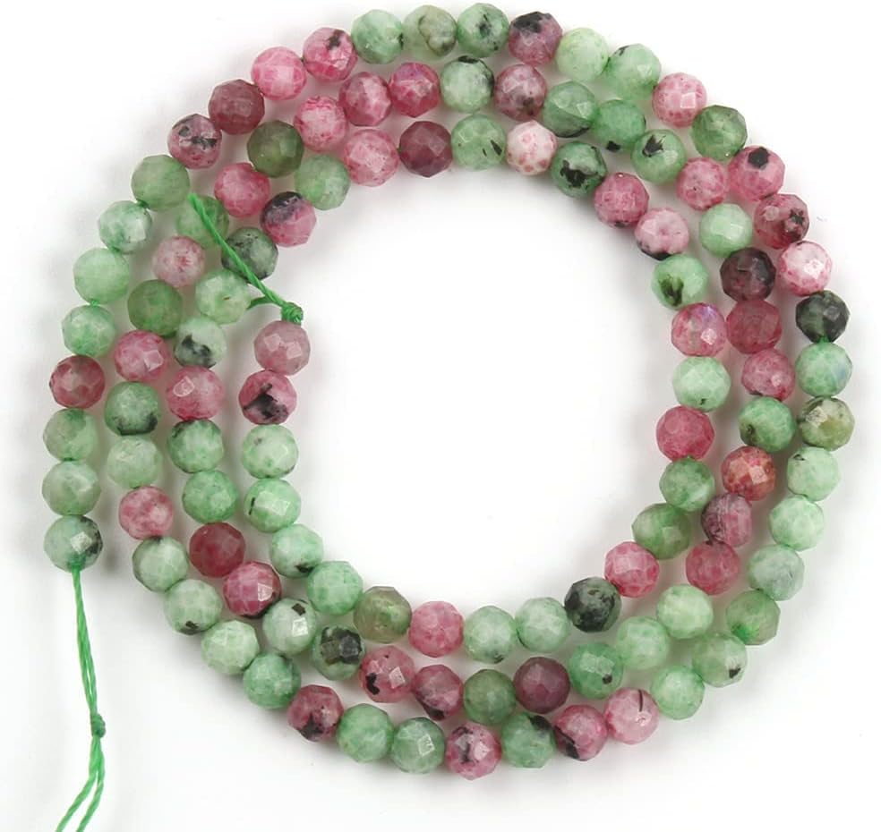 Song Xi 120pcs 3mm Natural Ruzy Zoite Gemstone Beads Faceted Round Loose Stone Beads for Jewelry Making