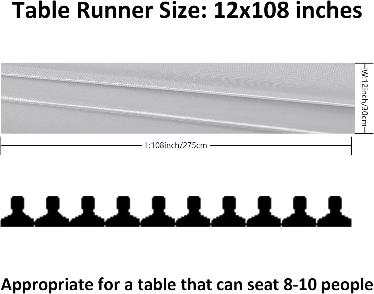 12Pack Table Runner 12 x 108 Inches Satin Silk Table Runner for Wedding, Birthday Party, Banquets, Graduations Decoration, fit Rectange and Round Table-Silver