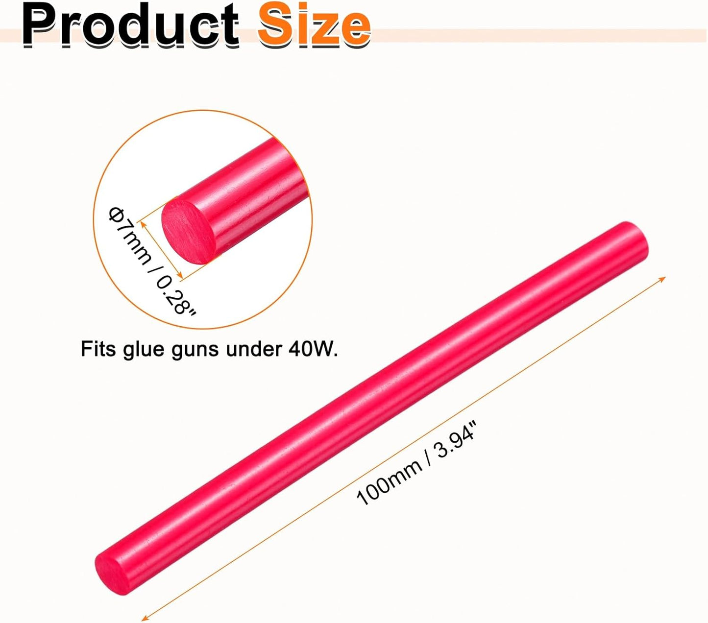 HARFINGTON 10pcs Hot Glue Sticks 0.28" Dia x 3.94" Long EVA Mini Hot Melt Adhesive Glue Stick for Hot Melt Gun Wood Plastic Glass Flowers Fabrics Foam, Rose Red