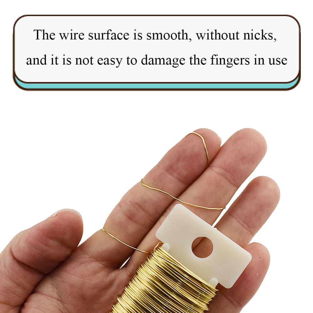 HAHIYO 26Gauge Golden Metal Floral Wire - 3 Rolls, 115 Yards (345 Feet) - Flexible Paddle Wire for Craft, Christmas Wreath, Flower Arrangement, Bouquet Wrapping, Wedding, DIY