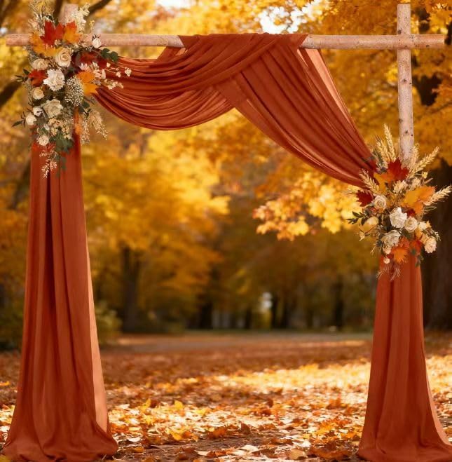 Fall Terracotta Wedding Arch Draping Fabric 1 Panel 29" × 20FT Sheer Drapes Outdoor Curtain for Wedding Ceremony Baby Bridal Shower Arch Ceiling Backdrop Decor