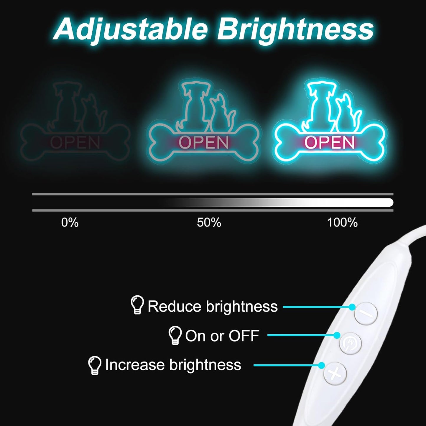 Pet Shop Open Neon Sign LED Dog And Cat Open Sign Bright Pet Grooming Salon Light Animal Shelter Storefront Decor Vet Clinic Window Sign, Ice Blue+Light Pink, 16.5"x12.4"