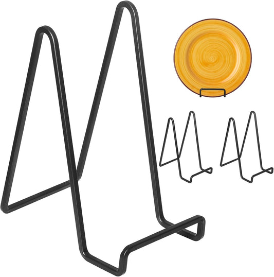 Decolore 4 Pack 6 Inch Black Picture Stands for Display Square Plate Holder Display Stand Frame Stand for Picture, Decorative Plate, Photo Easel and Artistic Work