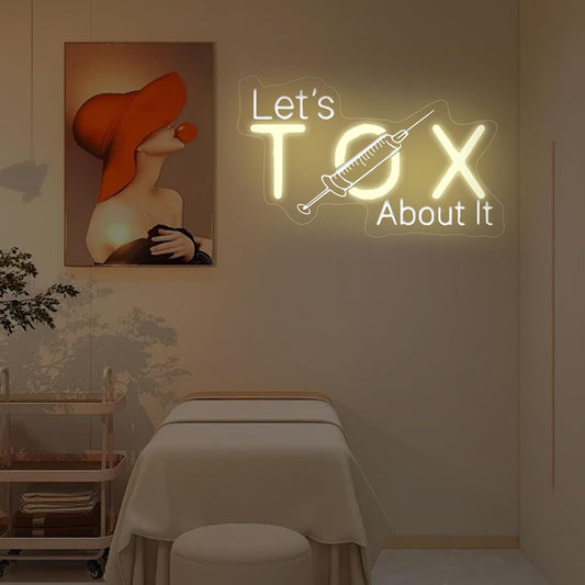 Let's Tox about it, Botox Business Sign, Injector Spa Studio Decor, Botox Art LED Light, Beauty Spa Sign, Medspa Decoration, 15.7"x9.4", Warm White