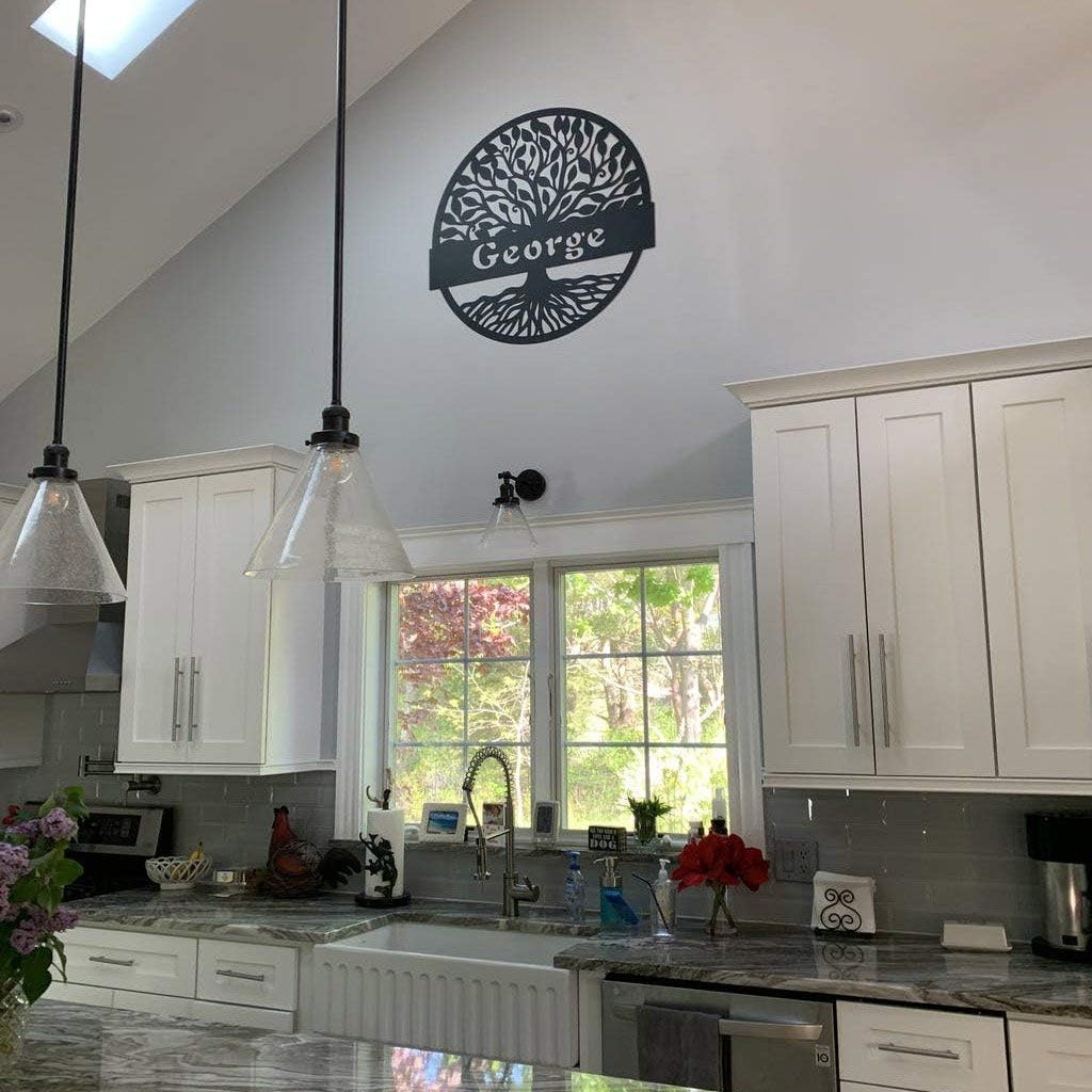 RealSteel Personalized Metal Wall Art - Custom Tree of Life Design with Family Name - Circular Metal Sign - Personalized Wedding, Anniversary, or Housewarming Gift