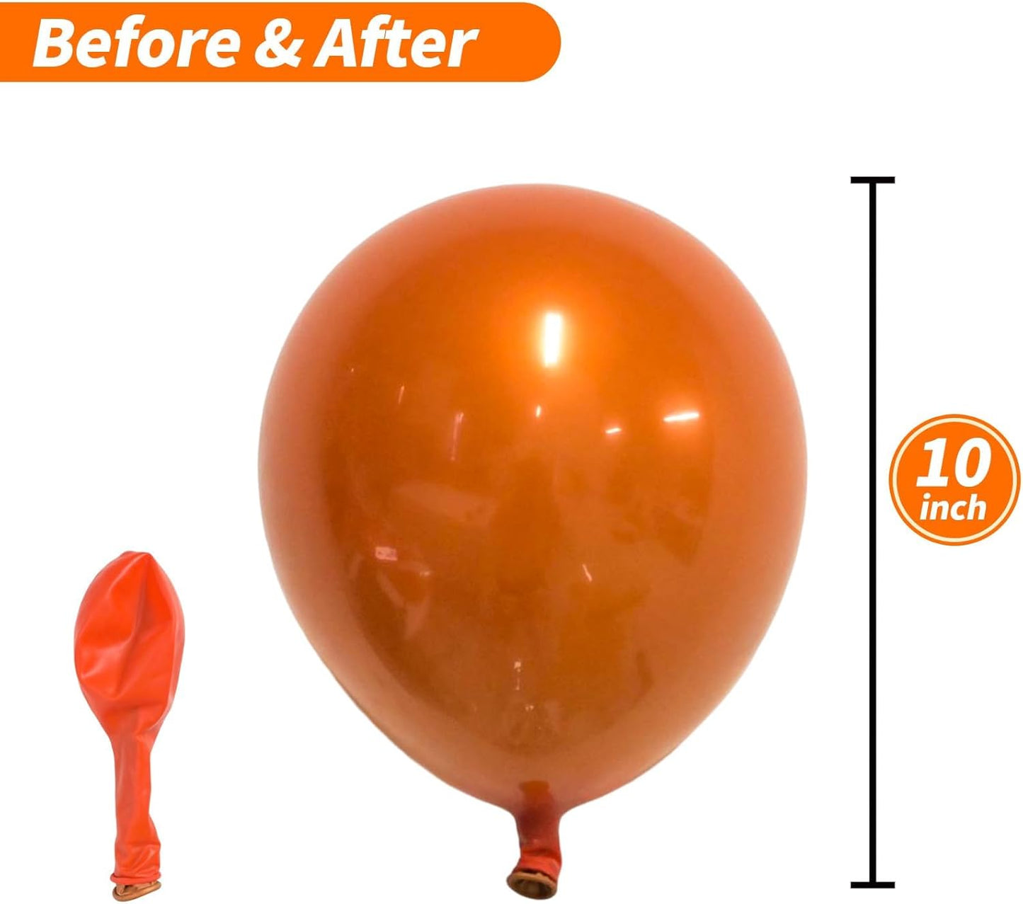 Chrome Orange Balloons, 50 PCS 10 Inch Double Stuffed Metallic Orange Balloons, Shiny Thick Chrome Metallic Balloon Latex Helium Balloon for Birthday Wedding Party Decoration Supplies