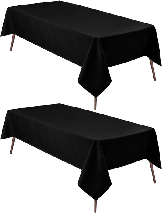 Hiasan 2 Pieces Black Tablecloth Square - Waterproof and Wrinklr Resistant Washable Polyester Fabric Table Cloth for Dining Room and Outdoor Use, 70 x 70 Inch