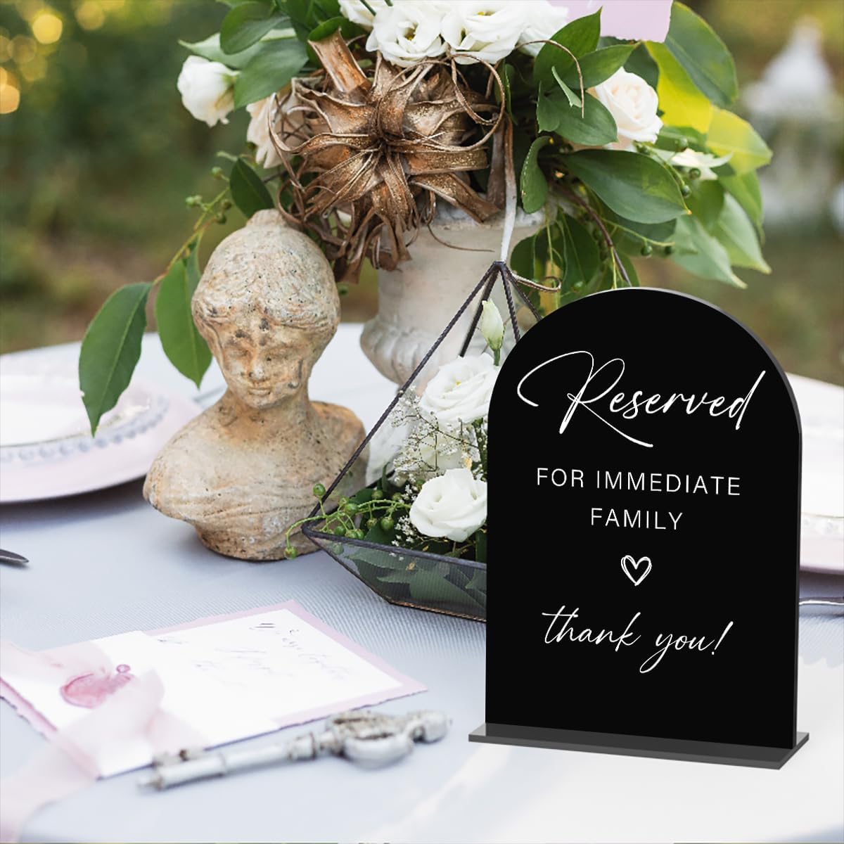Acrylic Wedding Sign Wedding Signs for Ceremony Reserved for Immediate Family Sign for Wedding, Modern Calligraphy Arch Acrylic Table Top Sign for Wedding Reception and Event Party Table(black）