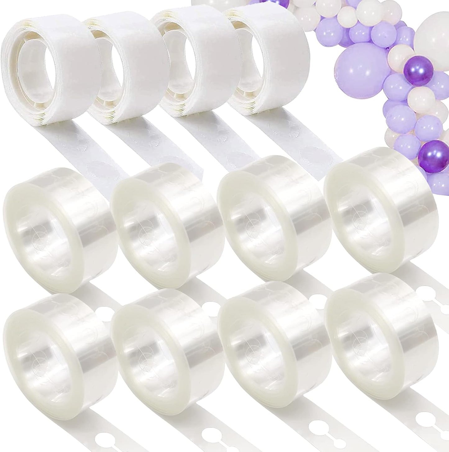 12 Rolls Balloon Arch Tape, 131.2 Feet Tape Strip with Holes, 400 Removable Dots for Party Decorations, Birthday, Wedding, Baby Shower, Christmas, Halloween, Thanksgiving