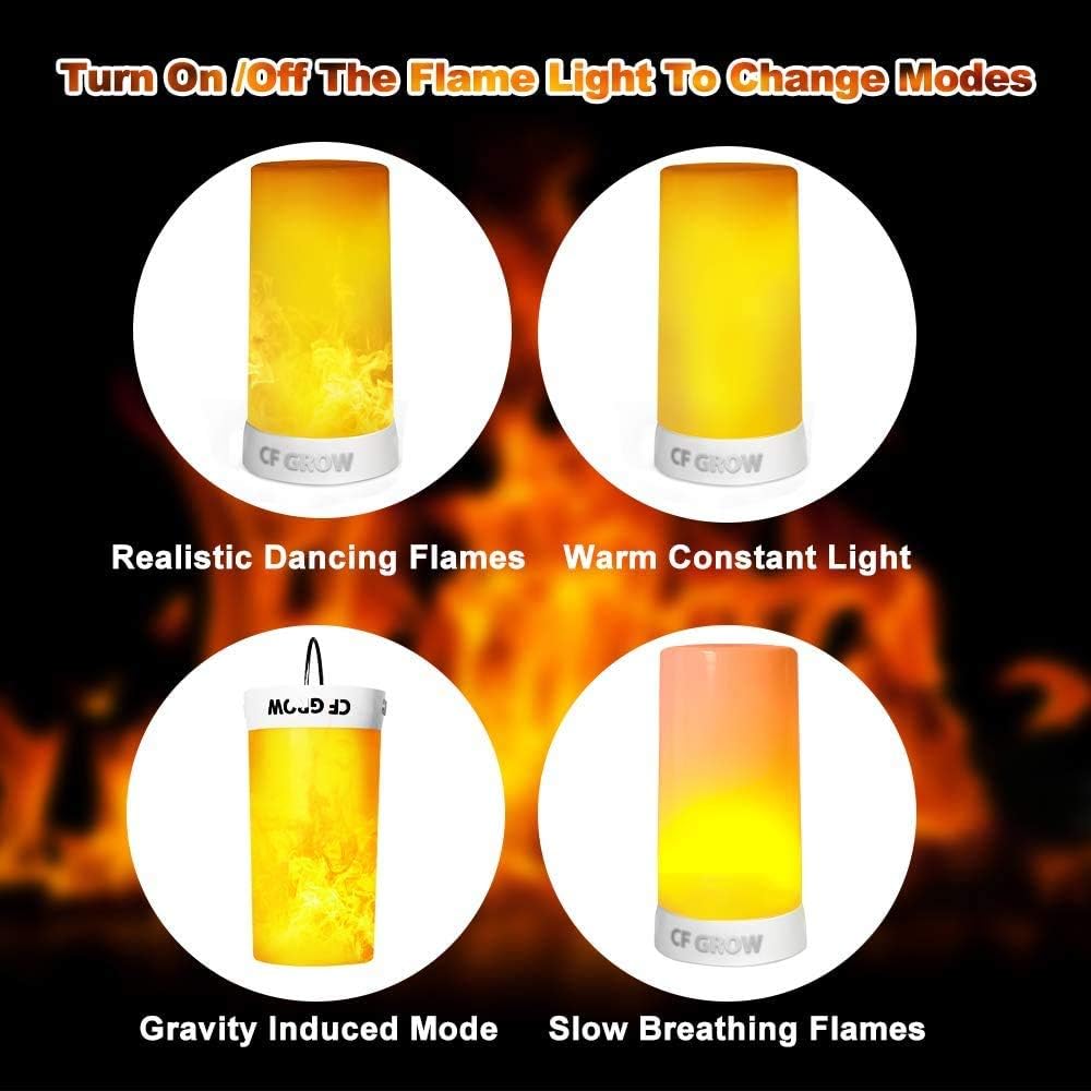 LED Flame Effect Fireplace Light with Remote & Timer, USB Rechargeable Battery Operated Flameless Candle Light for Room Party Bar Decor - 2 PCS