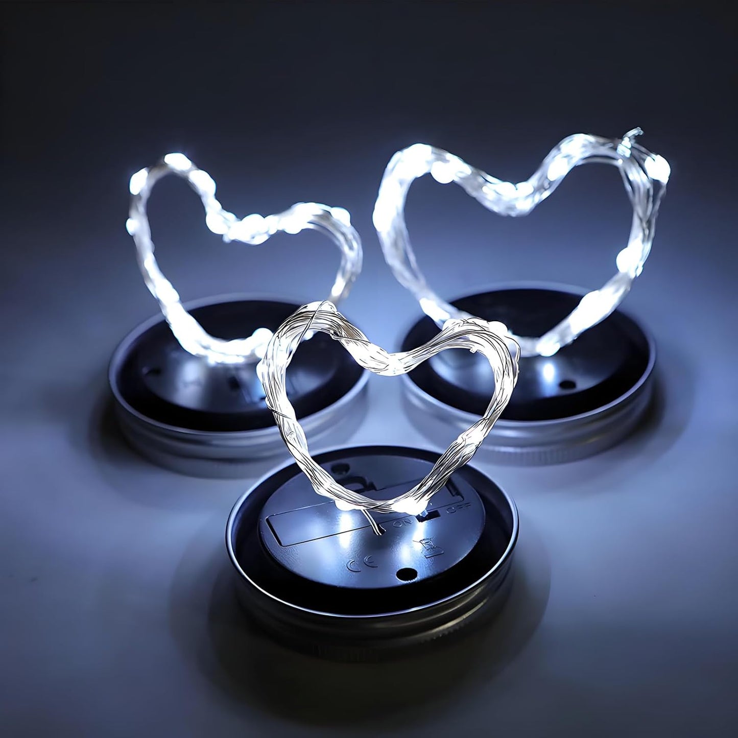 VOOKRY 6 Pack Solar Mason Jar Lights, 30 LED Mason Jar Lids Waterproof Firefly Fairy String Lights with 6 Hangers(No Jars), for Outdoor Patio Garden Yard Lawn Party Wedding Decoration - Cool White