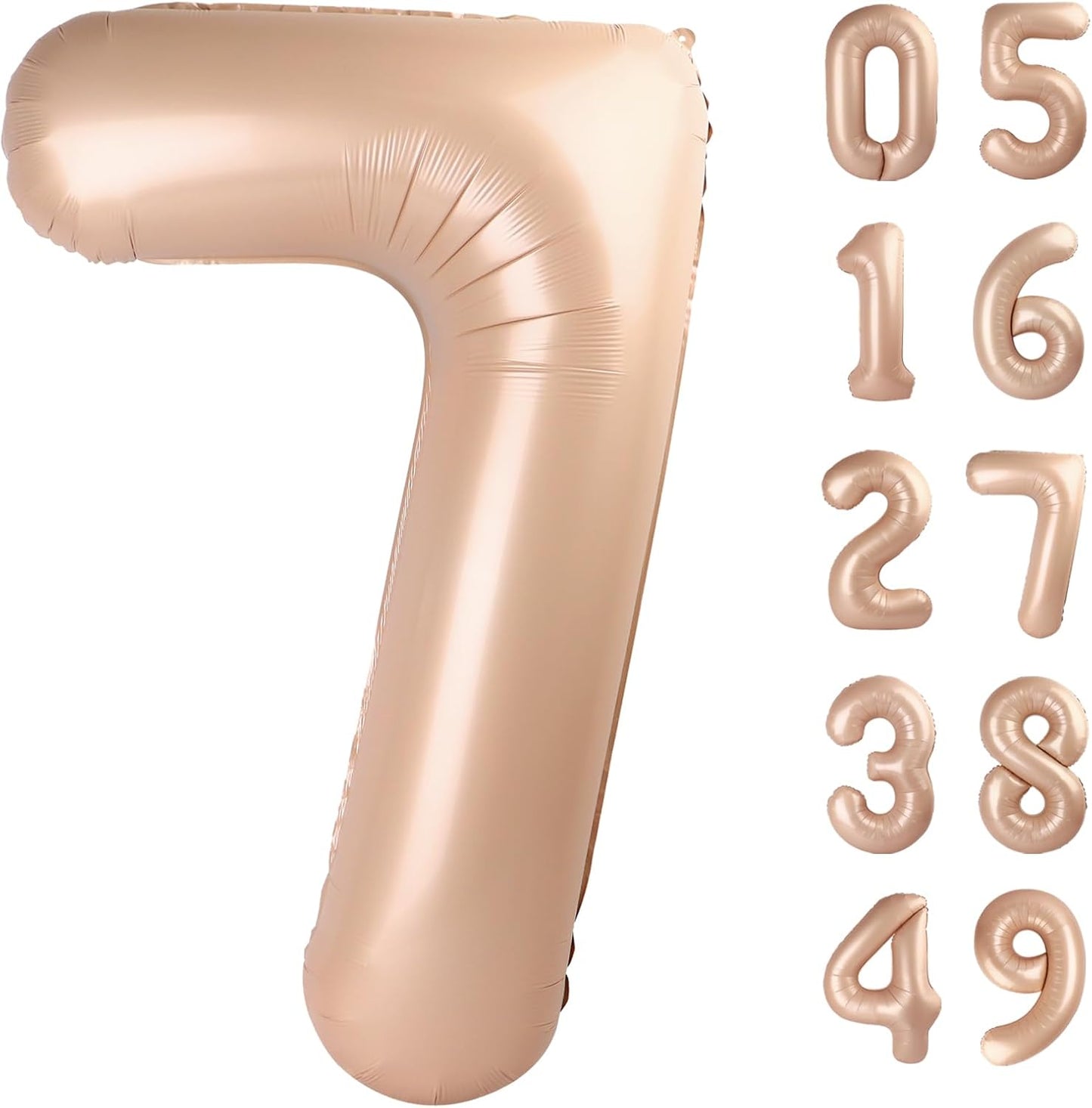 Light Brown Number 7 Birthday Balloon 40 Inch, Digital Balloons for 7 17 27 70 77 Party Celebration Decorations Supplies,Light Brown Mylar Foil Numbers Balloon for Seven Wedding Anniversary