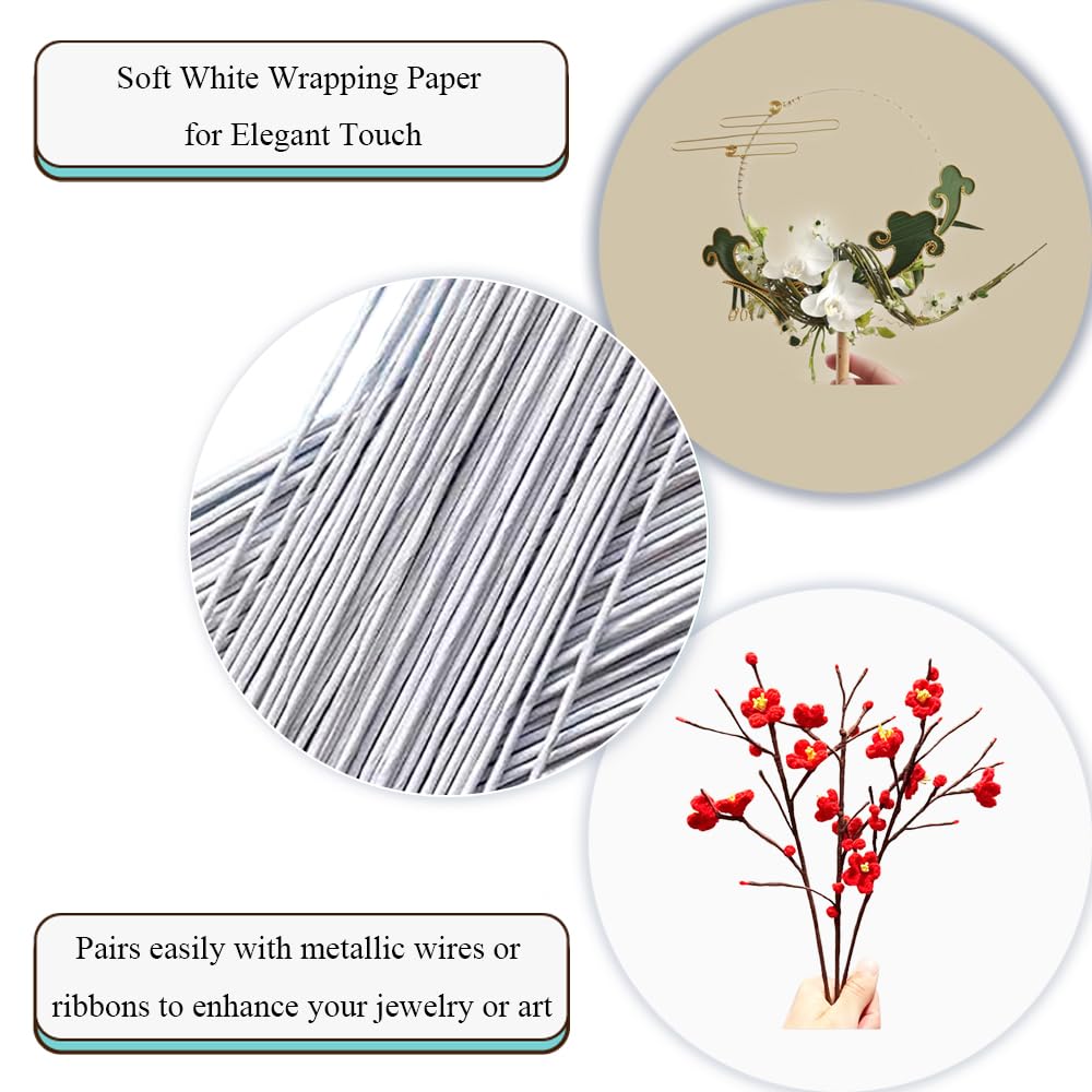 HAHIYO 22Gauge White Paper-Wrapped Metal Floral Wire 14 Inches(36cm), 70 Pack Flexible Paddle Wires Florist Wire Garden Wires for Craft Christmas Wreath Flower Arrangement Bouquet Wrapping Wedding DIY