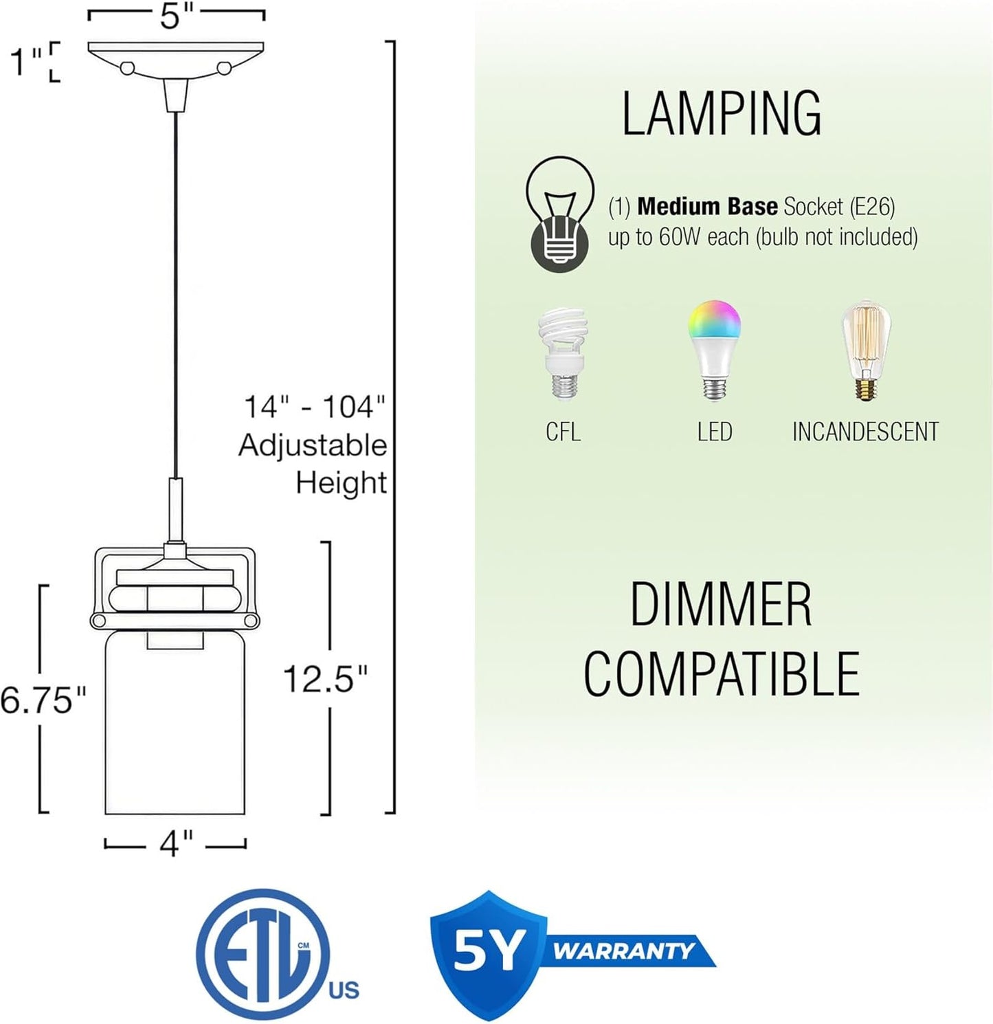 Kira Home Wyer 8" Modern Industrial/Farmhouse Pendant Light + Mini Clear Glass Cylinder Shade, Dimmable Adjustable Wire, Oil Rubbed Bronze Finish