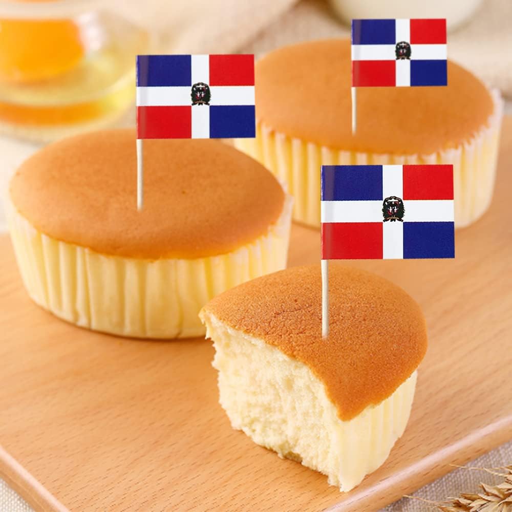 Dominica Flag Dominican Republic Flag, Small Mini Dominican Republic Toothpick Flags for Food, Cupcakes, Cocktails, Appetizers, Bar Party Decorations