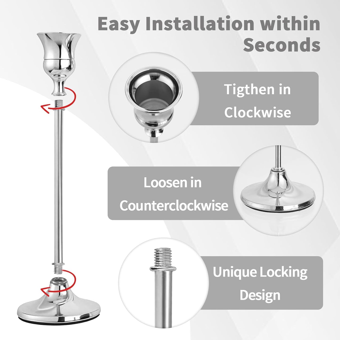 CHILL RECIPE Silver Taper Candle Stick Holders Tall Candle Holder, Vintage Candlesticks Holder Bulk for Home Decor Table Centerpiece Dining Party Festival Decorations (4 Set 12Pcs)