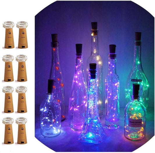 Wine Bottle Lights with Cork Switch, 15 LED 8 Pack Battery Operated Mini Fairy Copper Wire Cork String Lights for Party Wedding Christmas Festival Decoration (Multicolor)