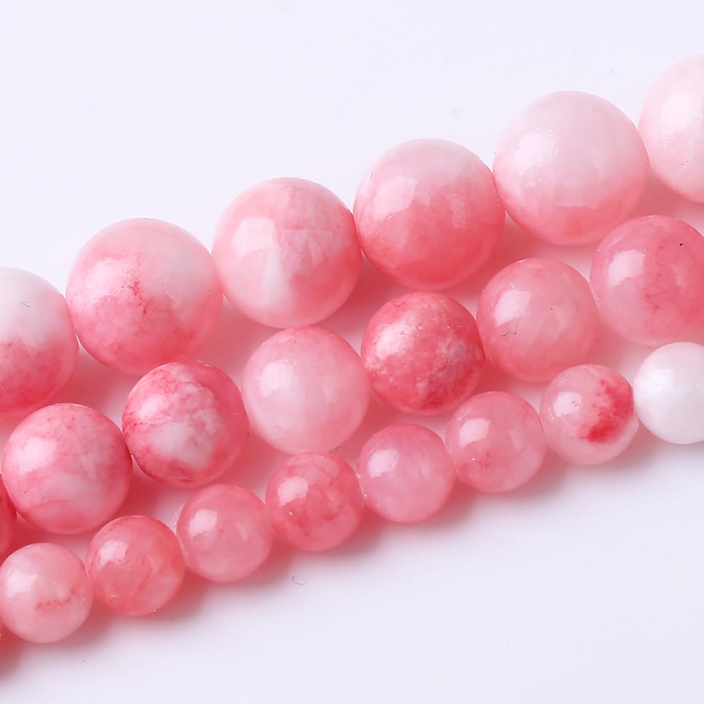 Pink Persian Jade Stone Beads Gemstone Round Crystal Energy Jade Beads Stone Beads for Jewelry Making DIY Bracelet Necklace Jewelry Making 1 Strand 15.5inch 60PCS 6MM