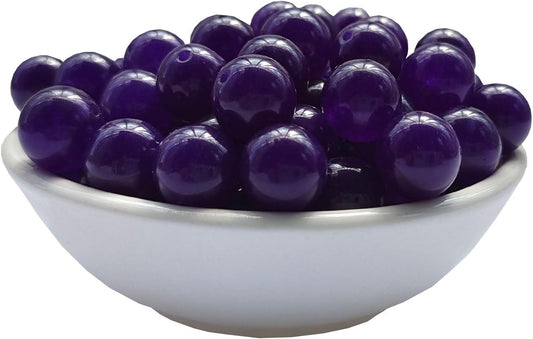 Stone Beads 8mm 100pcs Dark Purple Chalcedony Beads Round Loose Gemstones Beads for Bracelet Necklace Jewelry Making (8mm, 60833 Dark Purple Chalcedony)