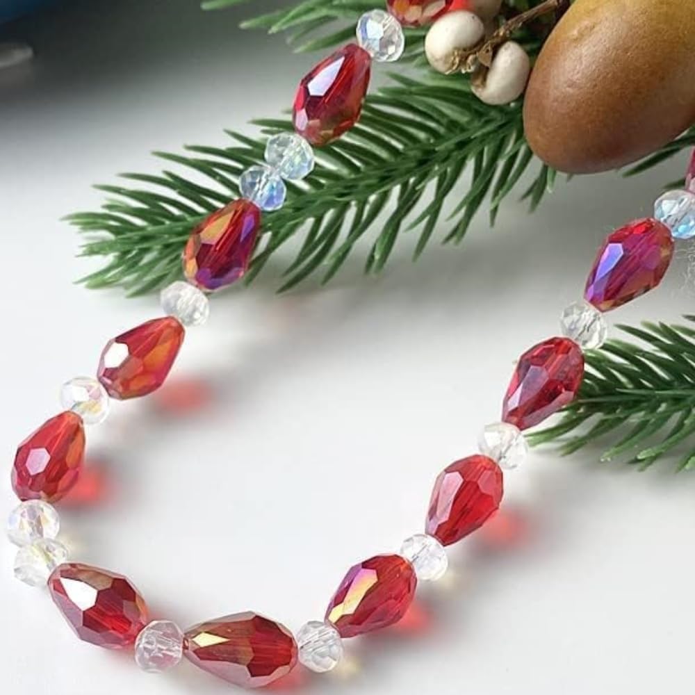 50pcs 10x15mm Teardrop Crystal Glass Beads for Jewelry Making, Faceted Vertical Hole Teardrop Glass Spacer Beads for Wind Chimes Bracelet Earring Necklace DIY Craft(Dark Green)