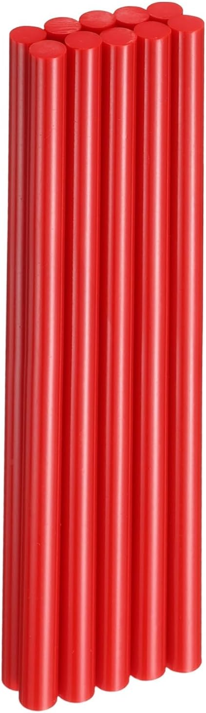HARFINGTON 10pcs Hot Glue Sticks 0.43" Dia x 9.84" Long EVA Mini Hot Melt Adhesive Glue Stick for Hot Melt Gun Wood Plastic Glass Flowers Fabrics Foam, Red