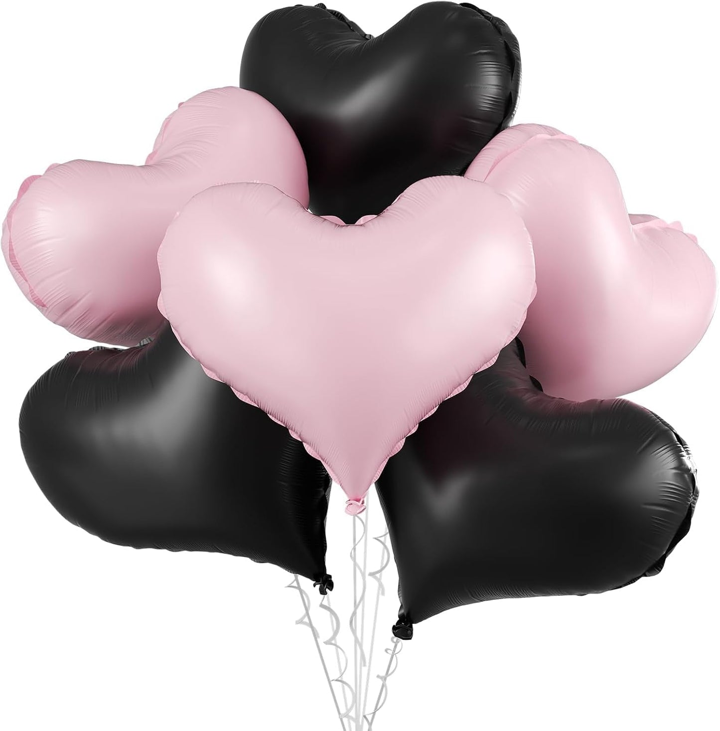 Pink Black Heart Balloons,24Inch Large Pink Black Heart Foil Balloons for Valentine's Day Birthday Wedding Baby Shower Anniversary Decorations