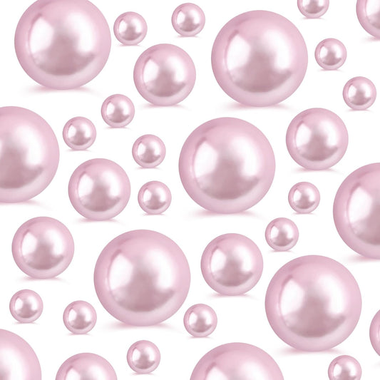 260Pcs Greyrose Glossy Beads for Centerpiece Decor, Artifical Pearls Vase Filler, No Hole Round Pearl Beads for Wedding Birthday Christmas Party Home Decor(18mm 14mm 6mm)