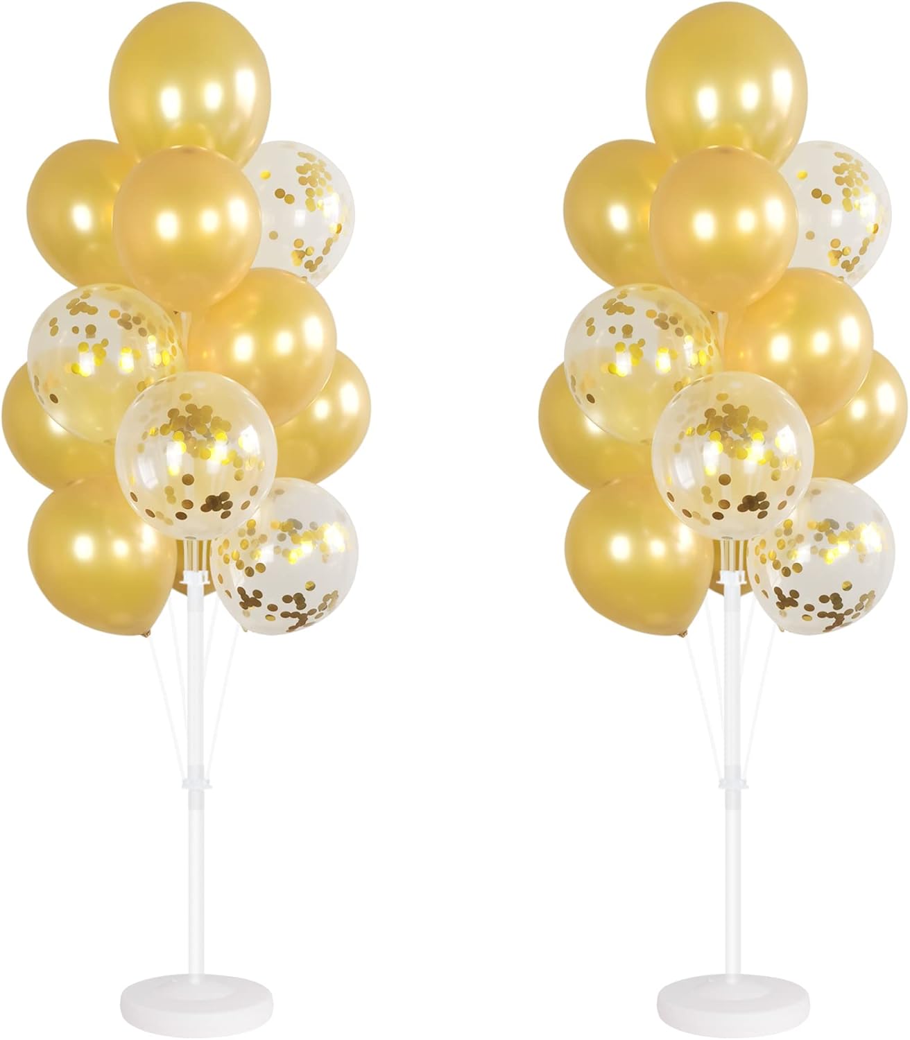 Balloon Column Kit Set of 2 With Confetti Balloons Included - Balloon Tower with Stand, Base, and Pole,Backdrop Decoration for Wedding, Baby Shower, Birthday Party, or Bachelorette Parties (Gold)