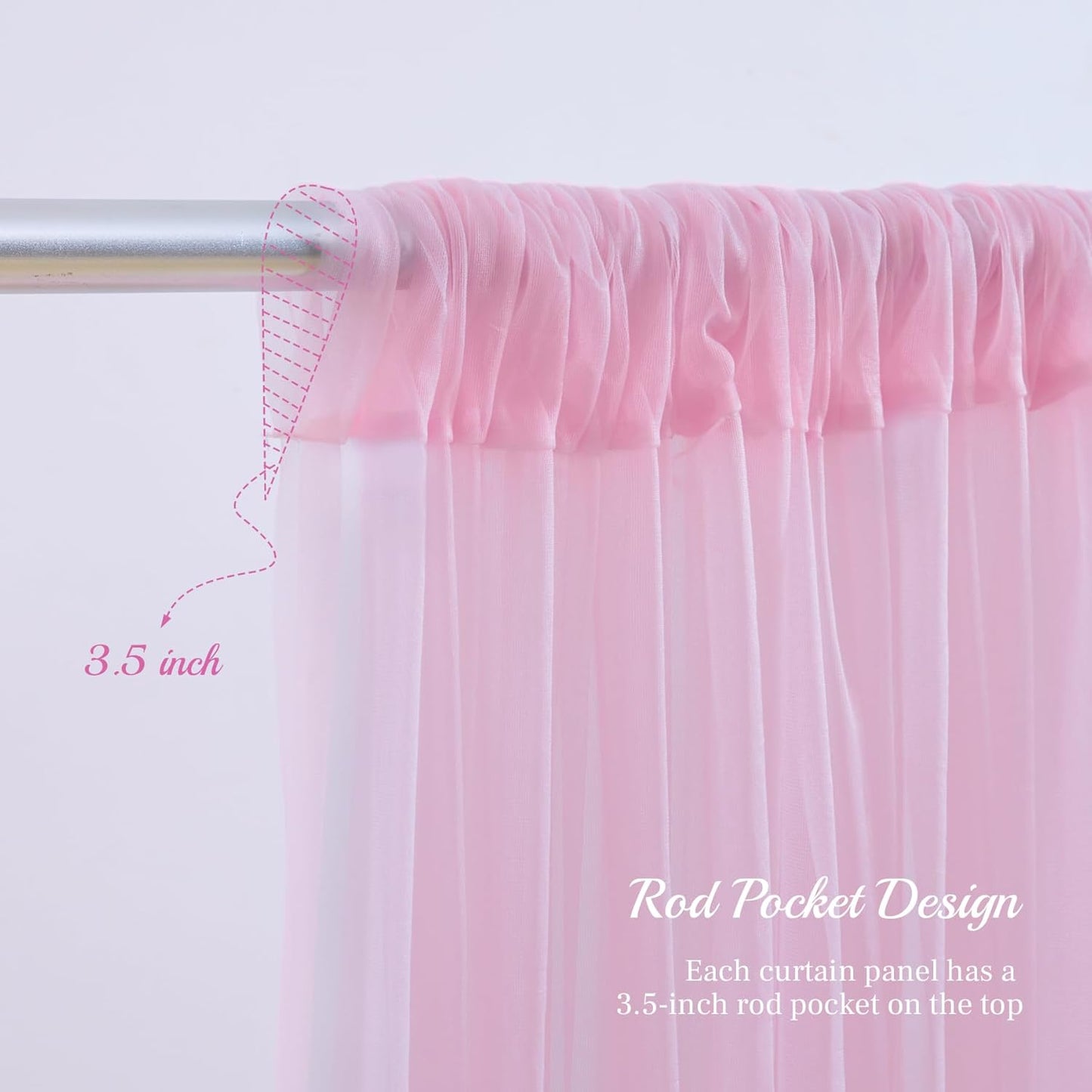 10x10ft Baby Pink Tulle Backdrop Curtain for Parites, Sheer Backdrop Curtains for Wedding Baby Shower Birthday Party Photo Shoot Decorations