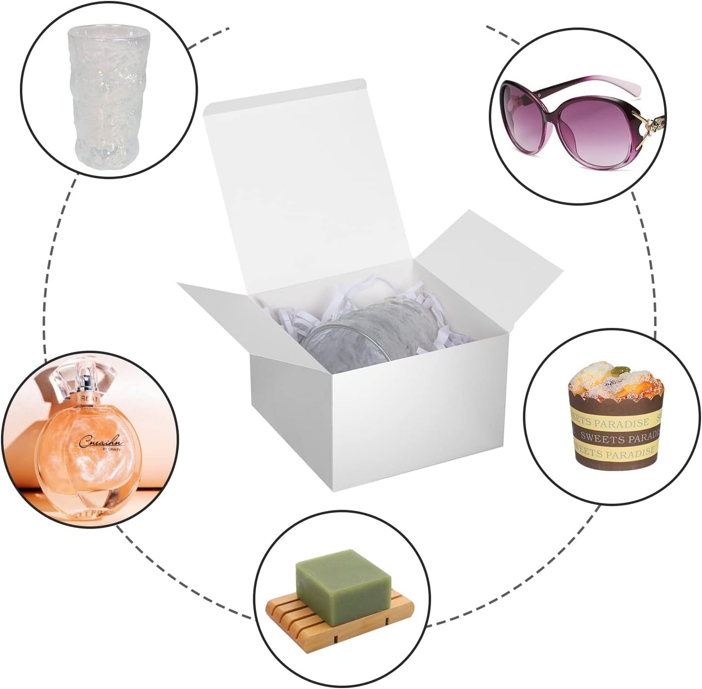 COTOPHER Small Gift Boxes 10 Pack 6x6x4 inches Silver Gift Boxes with Lids for Gifts, Crafting, Wedding Party Favor, Cupcake Box, Candy, Bridesmaids Proposal Box