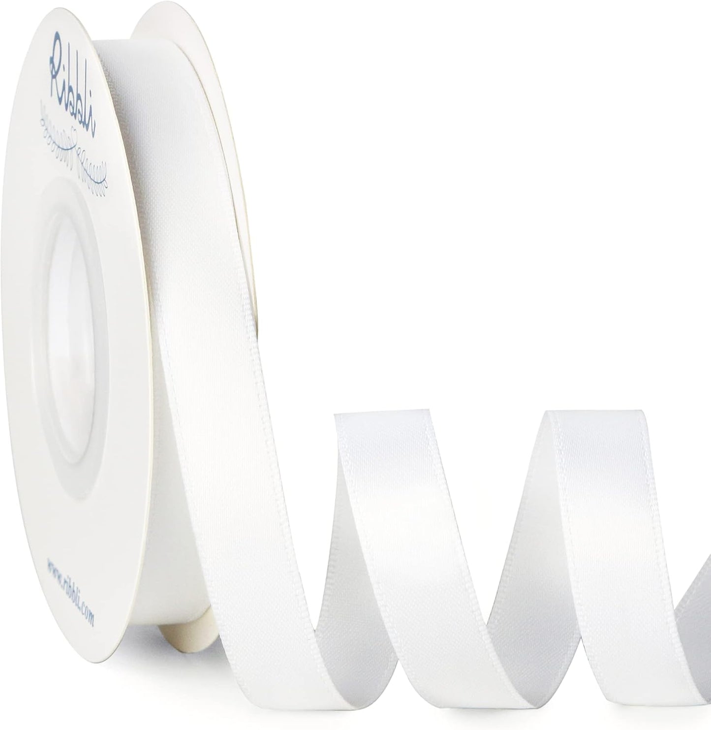 Ribbli Double Faced White Satin Ribbon,1/2” x Continuous 25 Yards,Use for Bows Bouquet,Gift Wrapping,Floral Arrangement