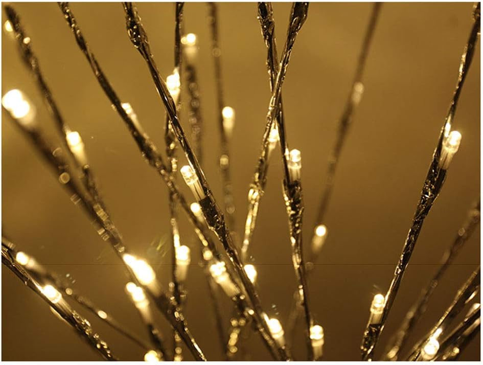 Autohigh 3-PK Lighted Branches 60 LEDs Warm White Lighting Artificial Willow,Battery Operated,Silver Decoration for Living Room Bedroom Livingroom,Home