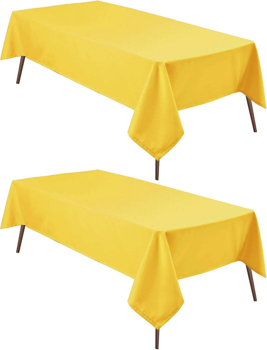 Hiasan 2 Pieces Yellow Rectangle Tablecloth - Spillproof and Waterproof Washable Table Cloth for Dining Room Kitchen Camping, 54 x 80 Inch