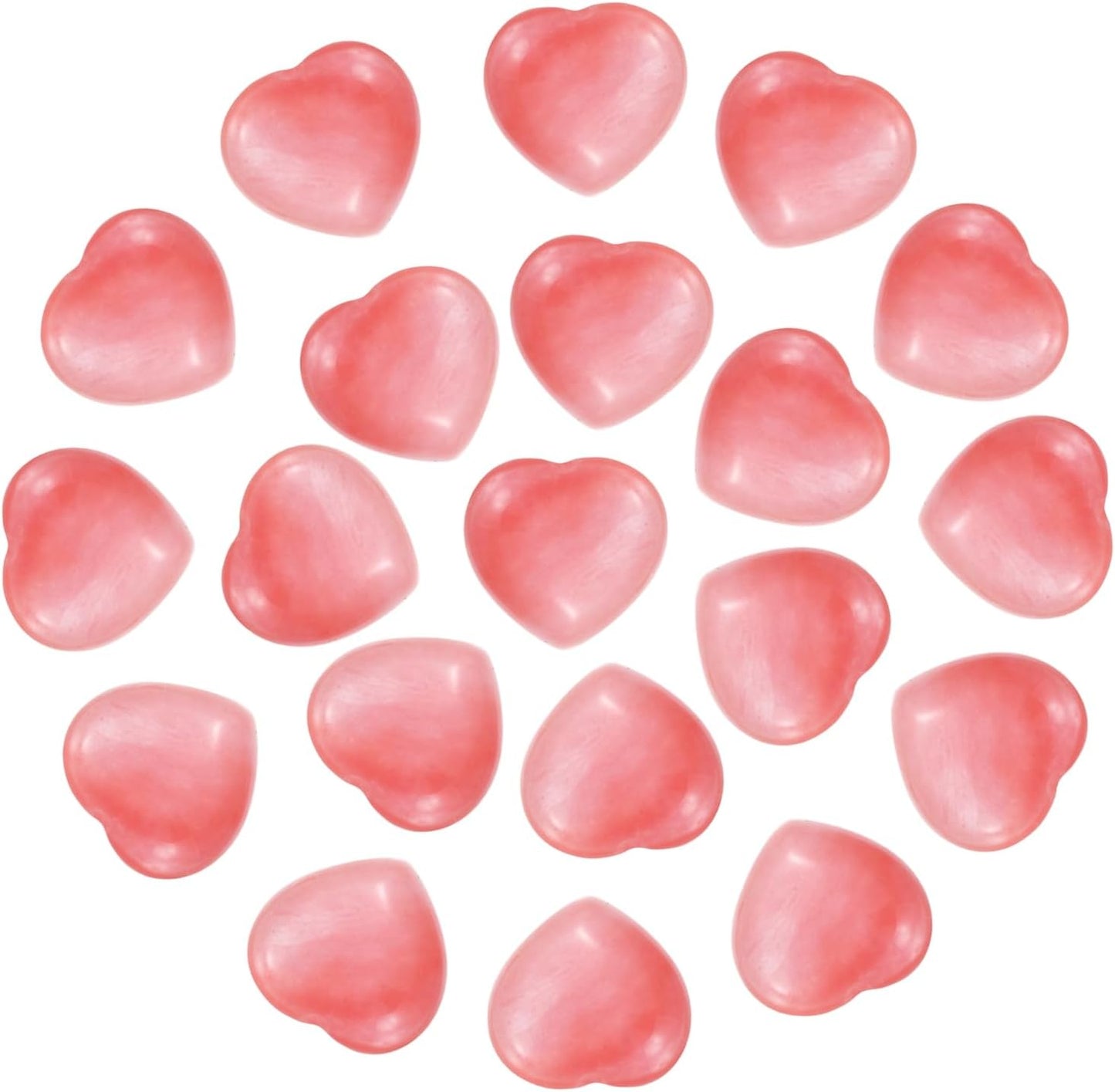 PATIKIL 20 Pcs Natural Heart Shaped Crystal Stone, 0.6 Inch Mini Polished Love Gemstone Crystal, Pocket Rock Engraved Worry Stones for Women Gifts Meditation, Watermelon Red