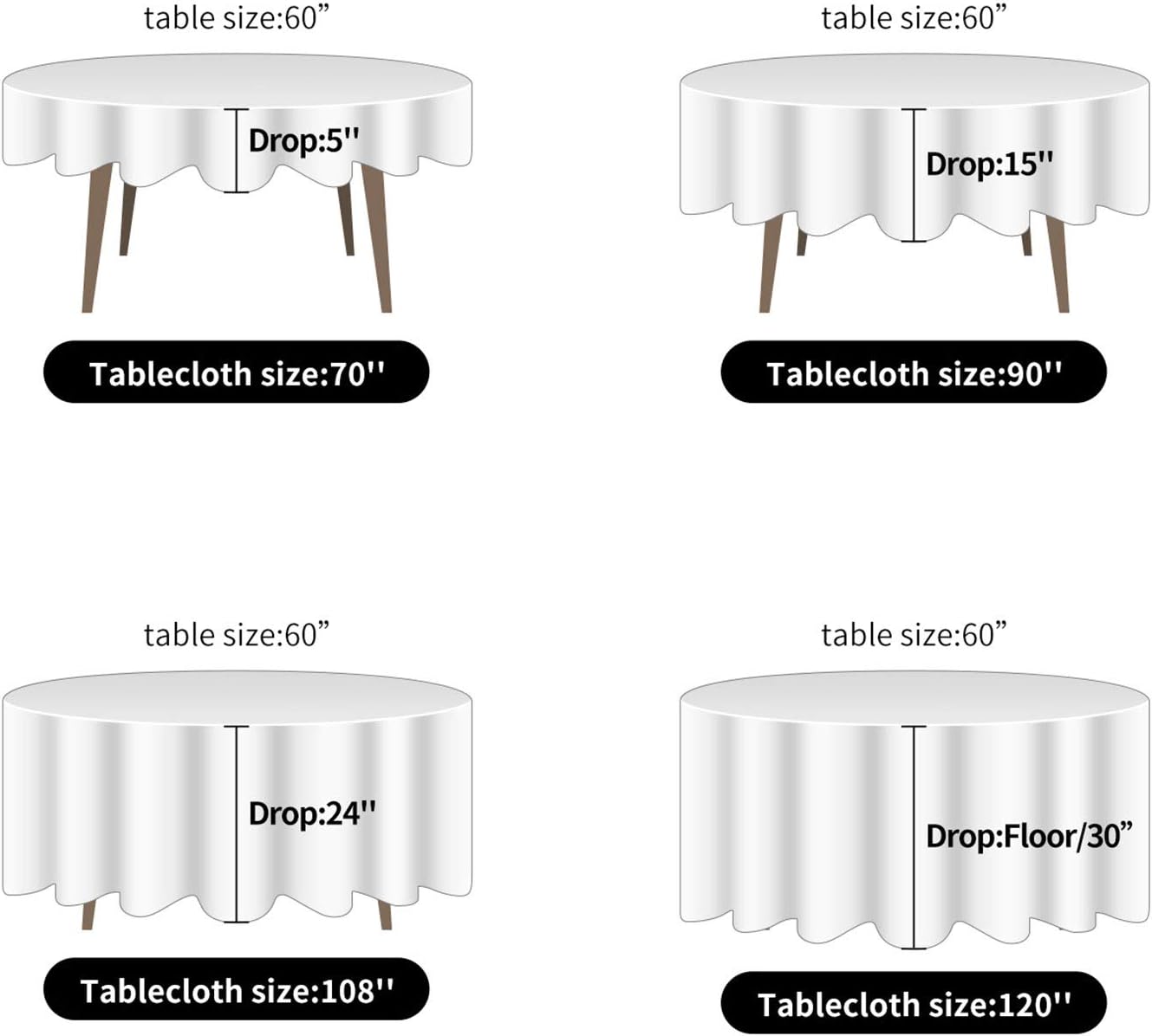 Ascoza 2pack 120 Inch Purple Round Tablecloth in Washable Polyester Fabric for Wedding/Banquet/Restaurant/Parties