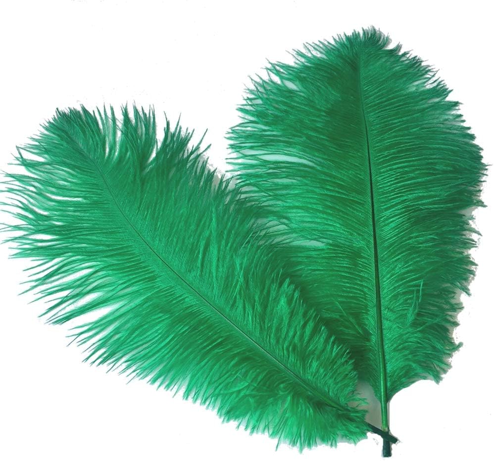 Sowder 14-16inch(35-40cm) Ostrich Feathers Plume for Wedding Centerpieces Home Decoration Pack of 10pcs(Dark Green)