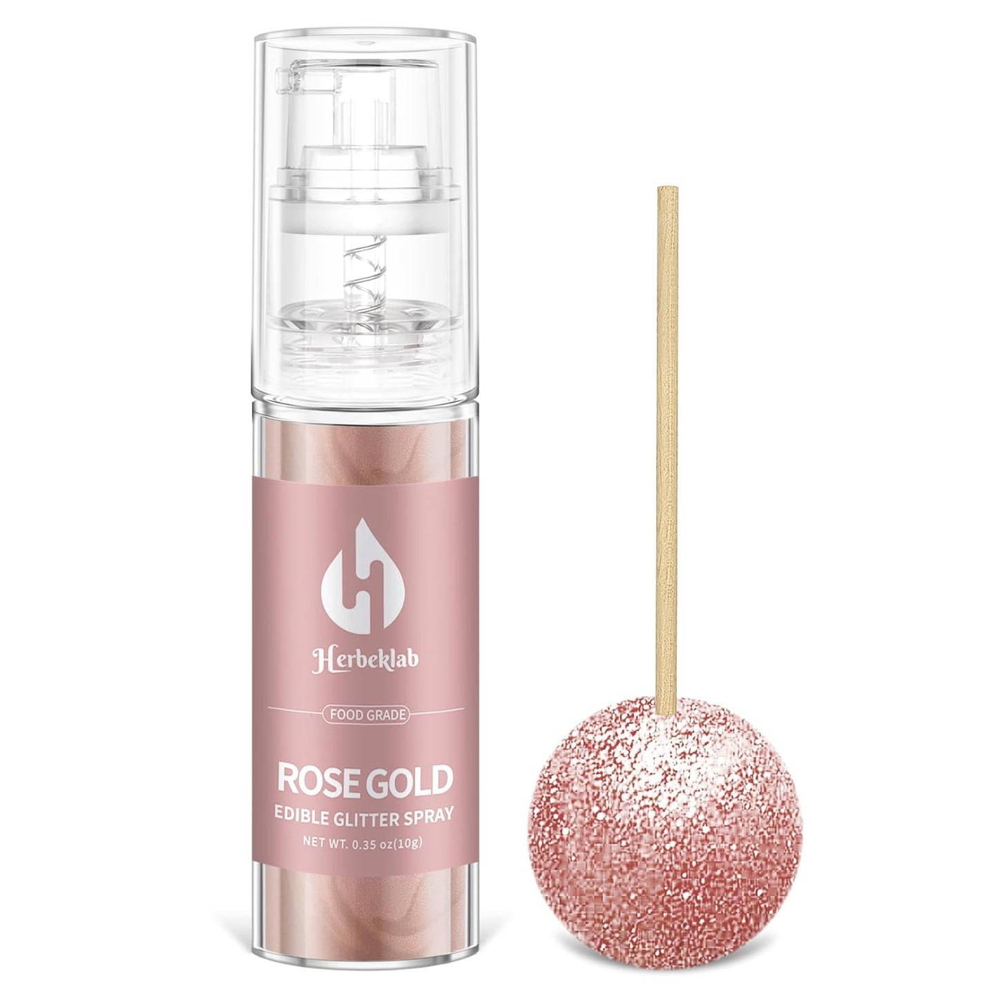 Rose Gold Edible Glitter Spray 10g Herbeklab Edible Rose Gold Glitter for Cakes Food Grade Drink Glitter for Cocktails Chocolate Cake Pop Strawberry