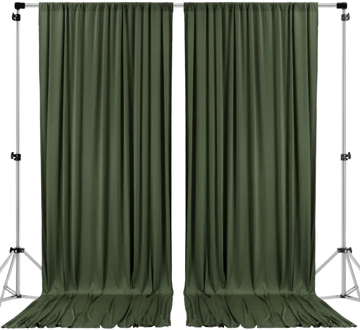 AK TRADING CO. 10 feet x 8 feet IFR Polyester Backdrop Drapes Curtains Panels with Rod Pockets - Wedding Ceremony Party Home Window Decorations - Olive Green
