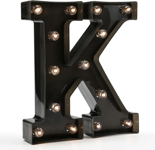 OYCBUZO Light Up Black Alphabet Marquee Letters Sign LED Marquee Number Lights Sign for Night Light Home Bar Christmas Lamp Birthday Party Wedding Decoration K