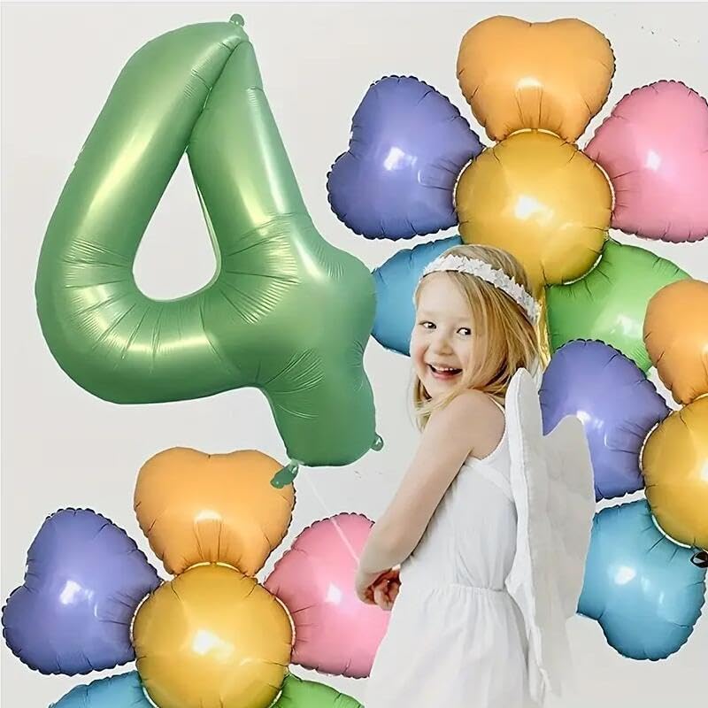 40 inch Olive Green Number 4 Large Foil Number Balloons Set 0-9, Olive Green 4 Helium Balloons for Girls Boys 4th 14th 24th Birthday Anniversary Graduation Jungle Safari Party Decoration Supplies