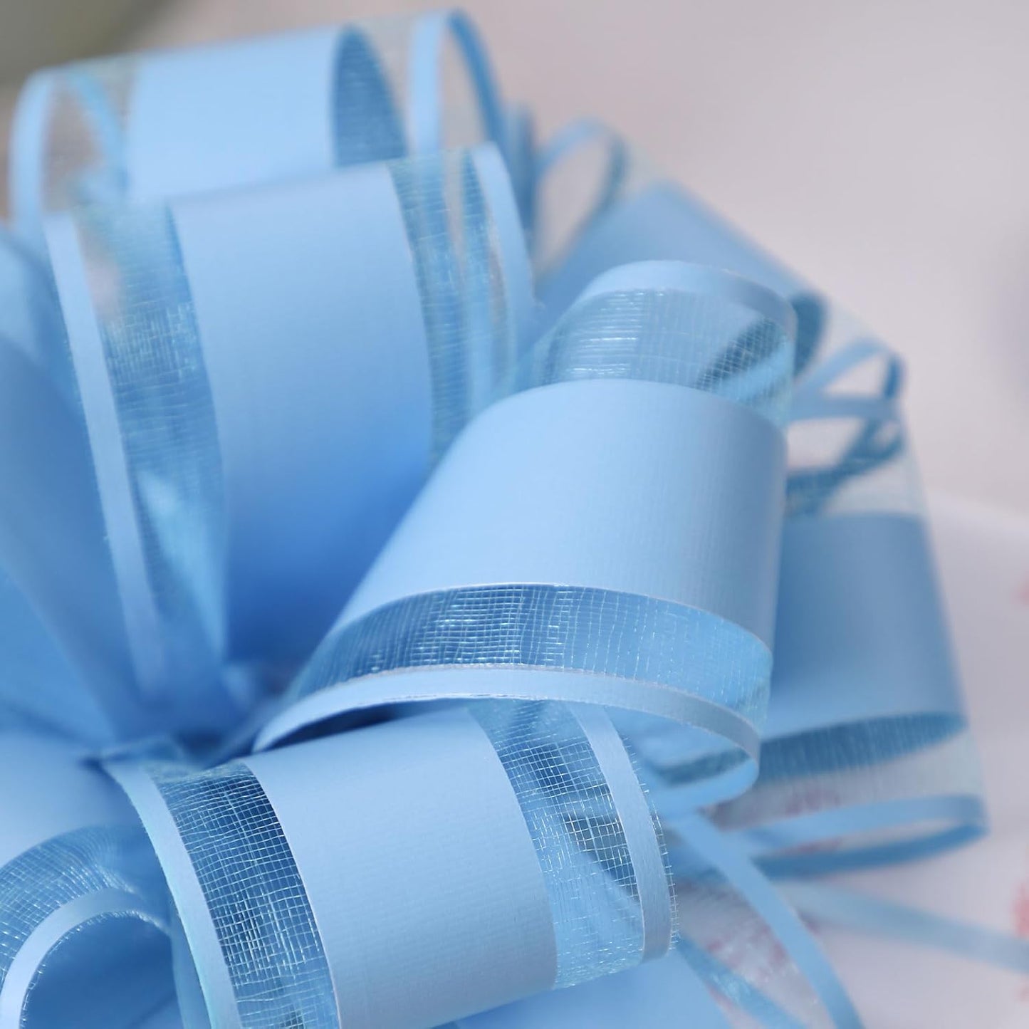 6Pcs 6inch Pull Bow Gift Wrapping,Pull Bow For Gift Basket, Gift Bag Box Wrapping Decor, Valentines Day, Birthday, Anniversary, Wedding, Flower Packaging (Baby Blue)