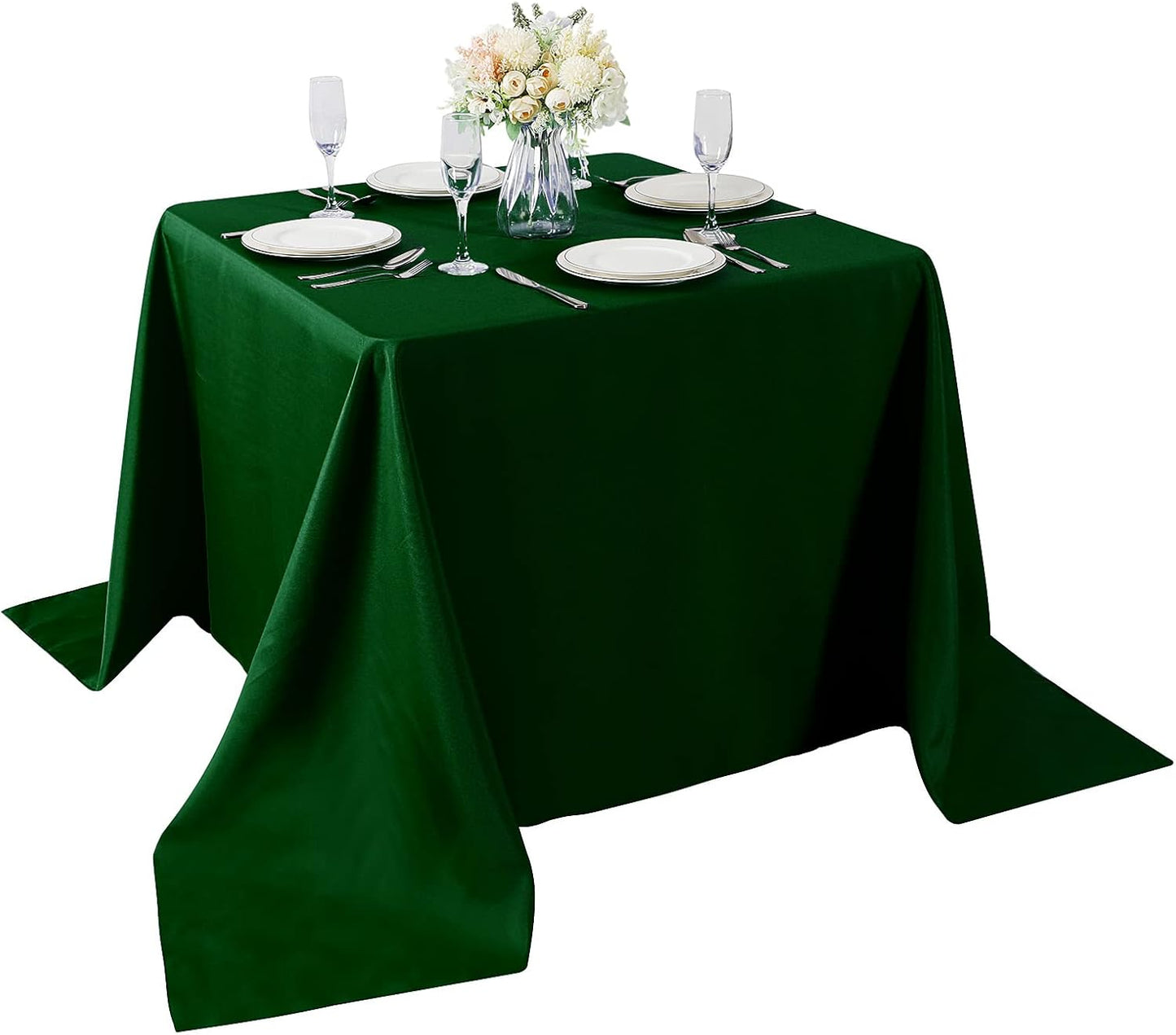 Cupuamon Square Tablecloth 90x90 inch Washable Polyester Fabric Table Cloth for Wedding Party Dining Banquet Decoration（90x90,Hunter）