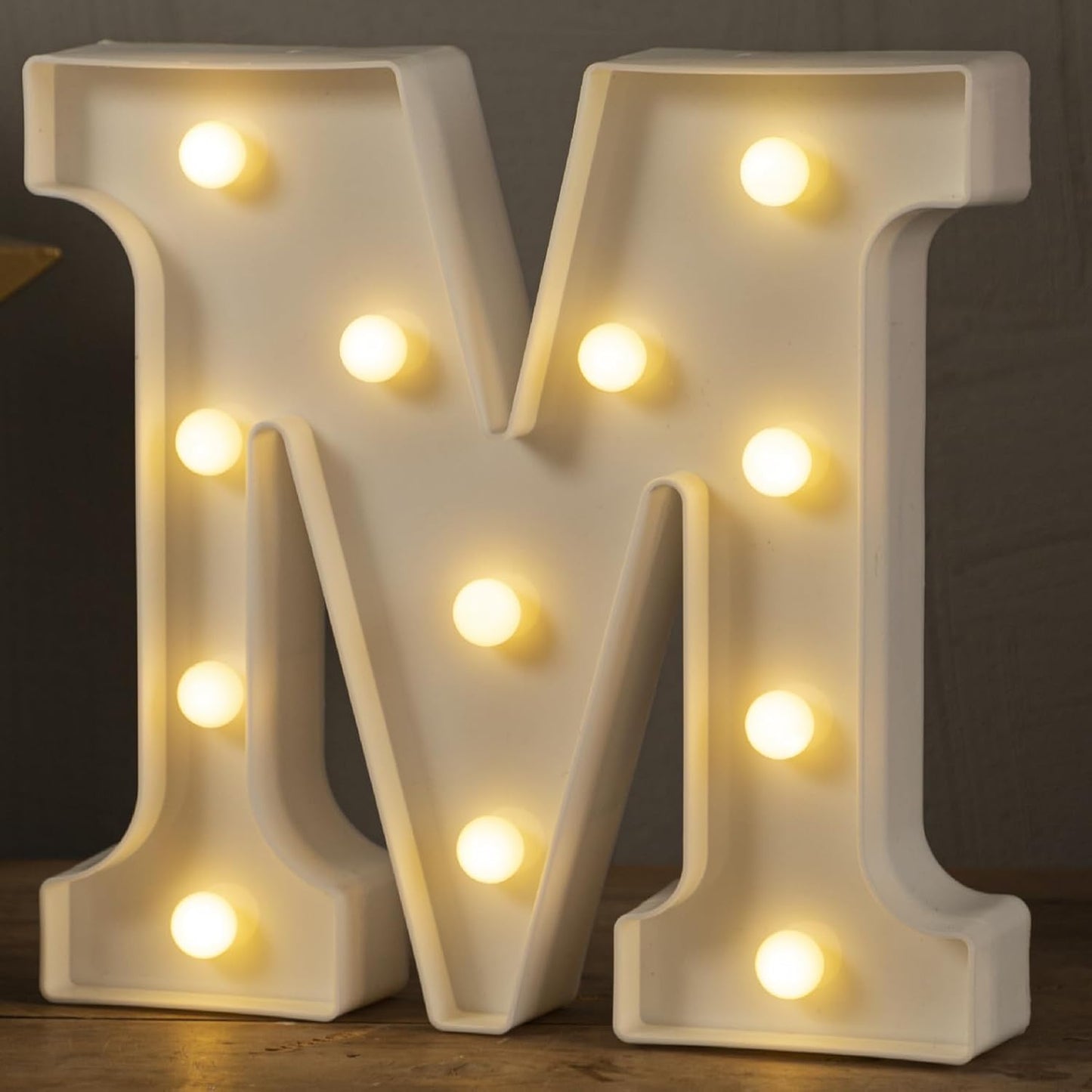LED Marquee Letters Lights Sign-M, HXWEIYE Led Letters Lights 26 Alphabet, Light Up Number 0-9 Letters Sign for Party Home Birthday Anniversary Battery Powered Lighted Letters(Warm White)