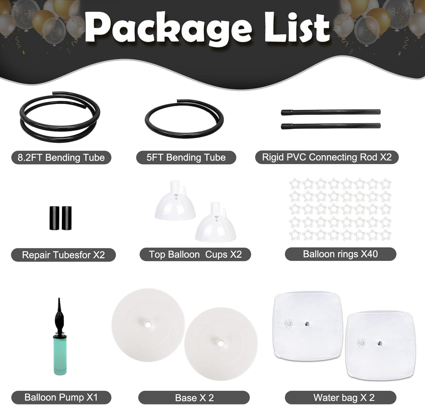 OurWarm 9.35FT & 6FT Balloon Arch Kit, Free Bending Shape Balloon Arch Stand with Base, Floor Half Balloon arch for Wedding Birthday Party Baby Shower Yard Lawn Home Graduation Party Decorations