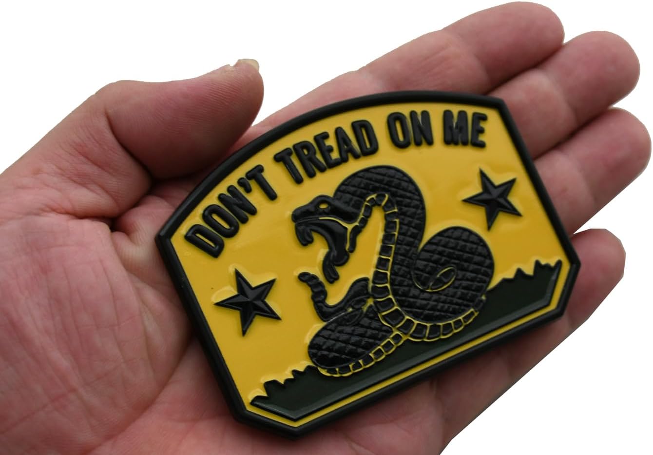 1x Gadsden Flag Rattlesnake Car Emblem 3D Decal Sticker with Don't Tread ON ME Slogan Fit for Car Truck Motorcycle Window Door and Flat Surface (Yellow)