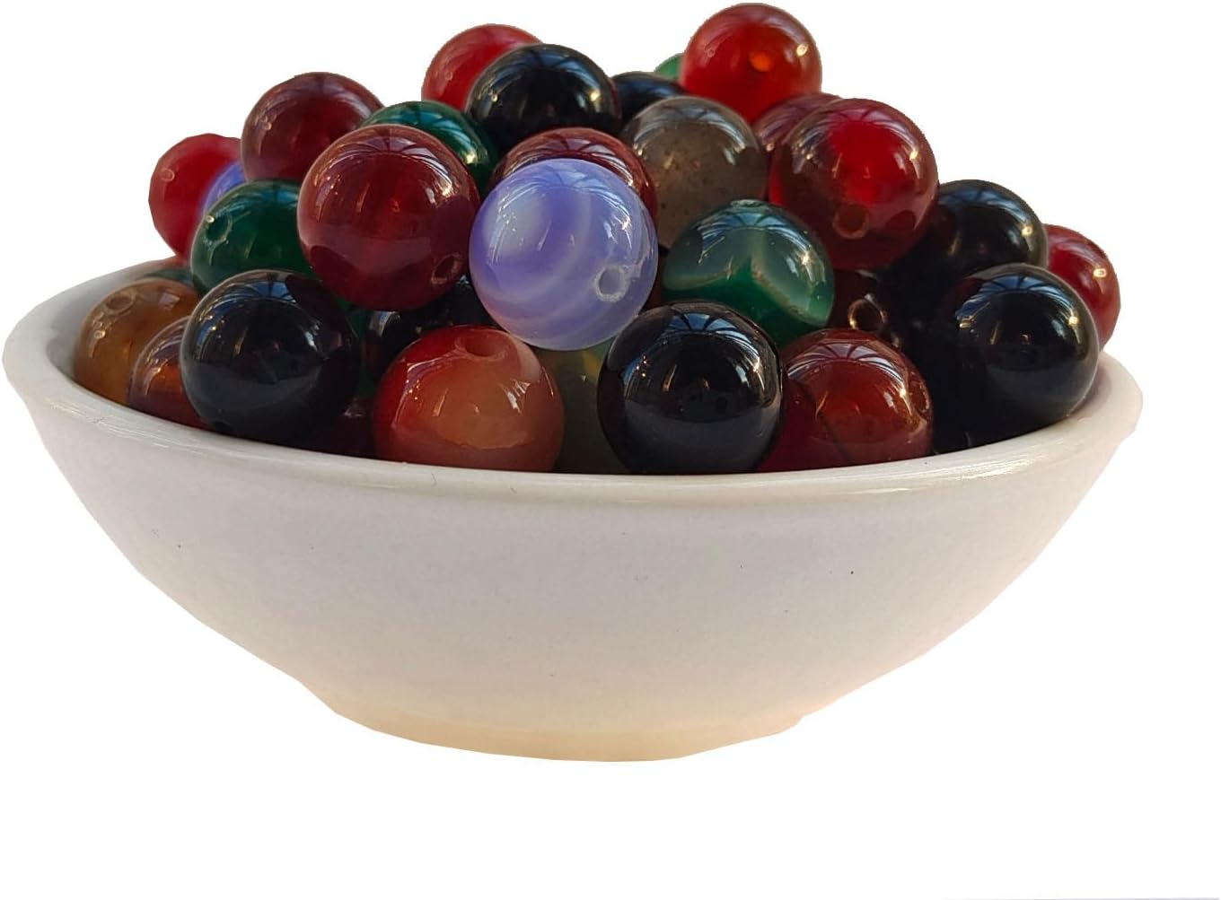 Stone Beads 10mm 60pcs Colorful Agate Beads Round Loose Gemstones Beads for Bracelet Necklace Jewelry Making (10mm, 61011 Colorful Agate)