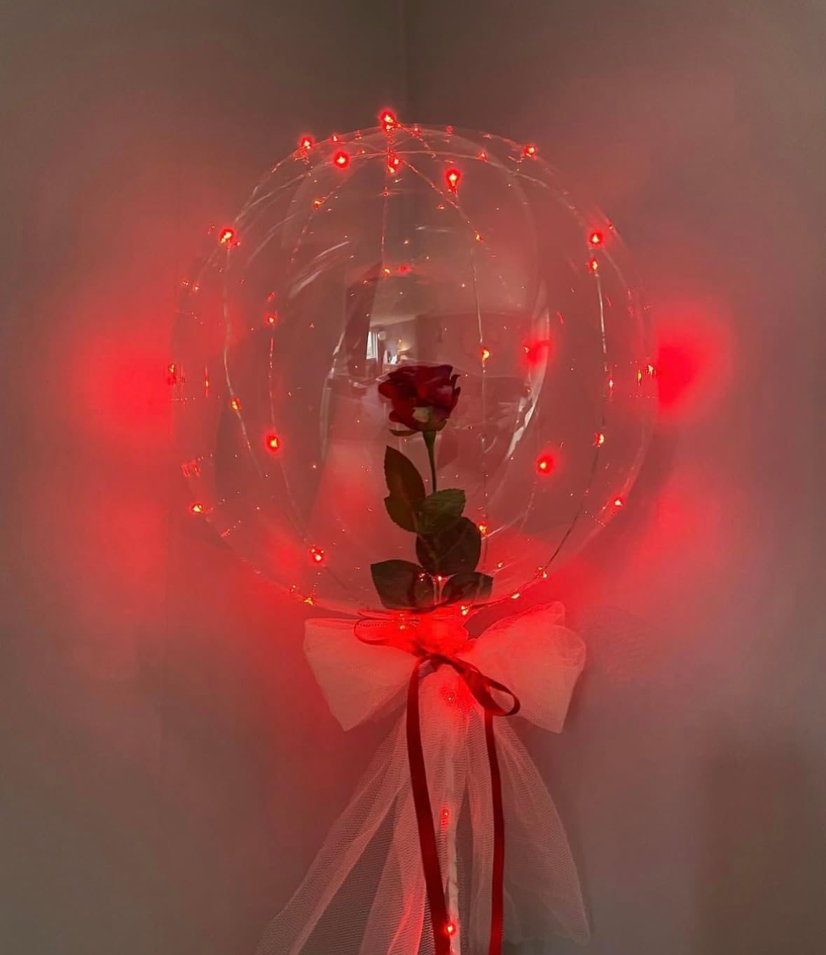 LED Balloons - Light Up, Transparent, Perfect for Party, Birthday, Wedding (Red, with Battery)